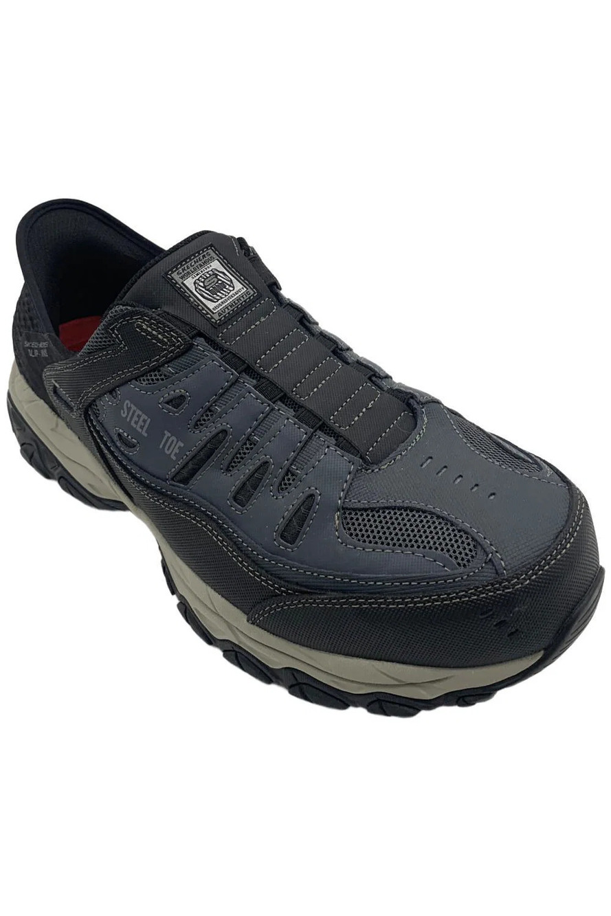 Skechers Men's Cankton Faison Work Slip-In Comp Toe Sneakers Navy/Grey - Medium